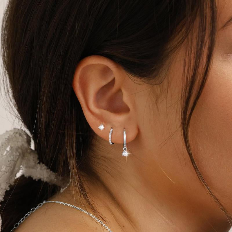 GANIA 3Pcs Hypoallergenic Hoop Earrings Set for Women - Fashionable & Versatile Cartilage Huggie Earrings - Perfect Gift for Any Occasion