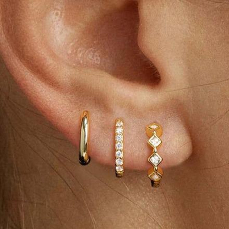 GANIA 3Pcs Hypoallergenic Hoop Earrings Set for Women - Fashionable & Versatile Cartilage Huggie Earrings - Perfect Gift for Any Occasion