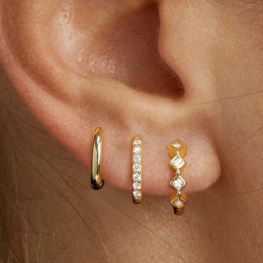 GANIA 3Pcs Hypoallergenic Hoop Earrings Set for Women - Fashionable & Versatile Cartilage Huggie Earrings - Perfect Gift for Any Occasion