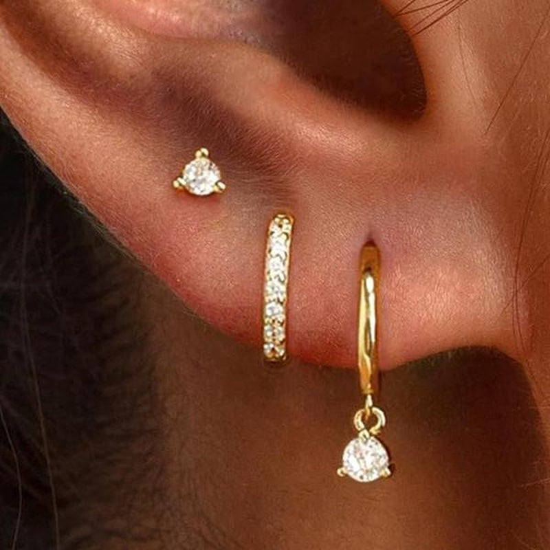 GANIA 3Pcs Hypoallergenic Hoop Earrings Set for Women - Fashionable & Versatile Cartilage Huggie Earrings - Perfect Gift for Any Occasion
