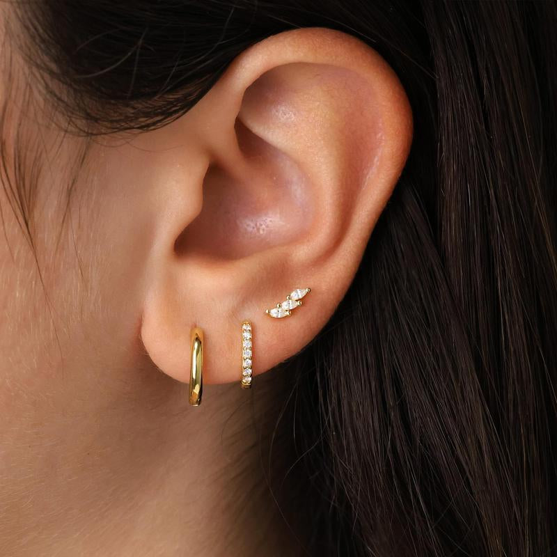 GANIA 3Pcs Hypoallergenic Hoop Earrings Set for Women - Fashionable & Versatile Cartilage Huggie Earrings - Perfect Gift for Any Occasion