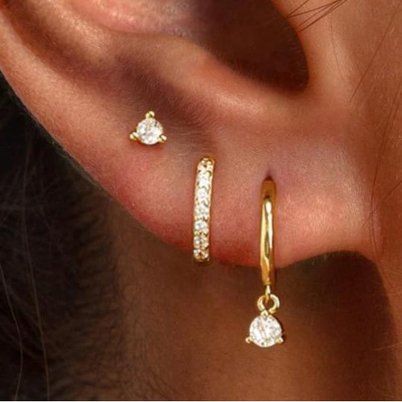 GANIA 3Pcs Hypoallergenic Hoop Earrings Set for Women - Fashionable & Versatile Cartilage Huggie Earrings - Perfect Gift for Any Occasion