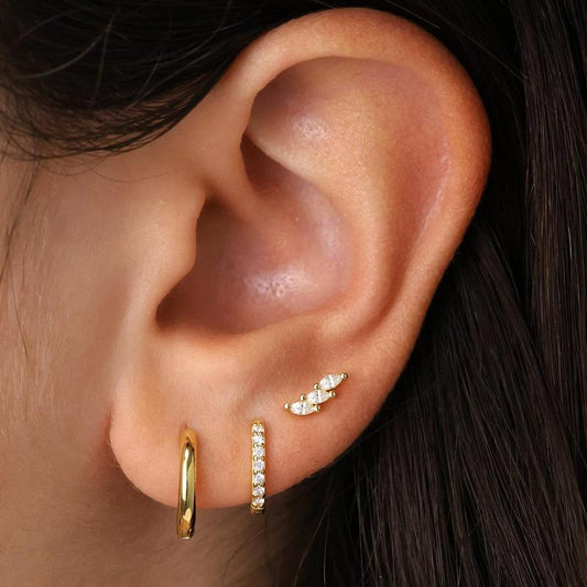 GANIA 3Pcs Hypoallergenic Hoop Earrings Set for Women - Fashionable & Versatile Cartilage Huggie Earrings - Perfect Gift for Any Occasion